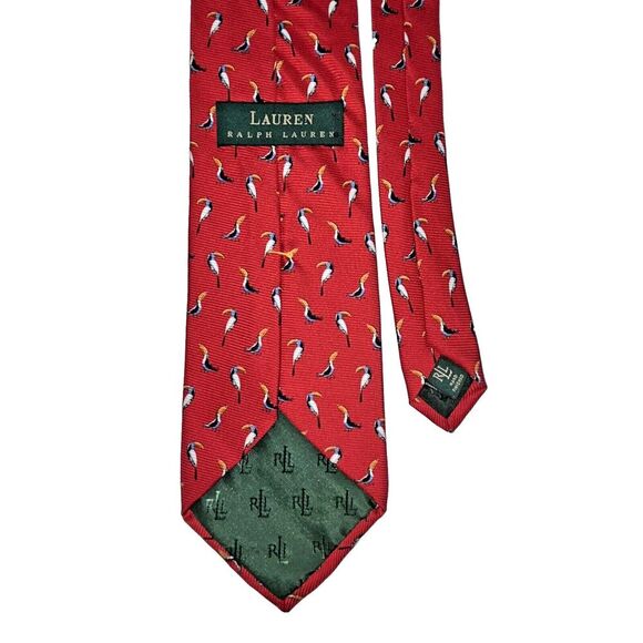 Lauren Ralph Lauren Red Toucan Silk Tie Novelty Classic Preppy - Picture 3 of 6